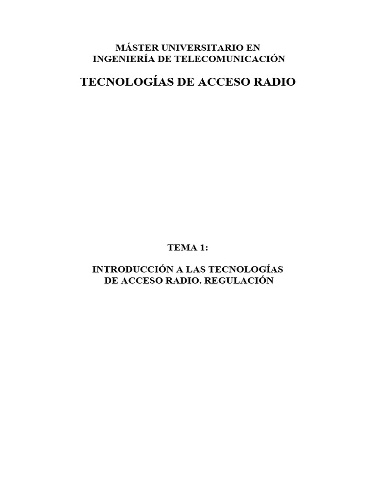 Tema 1 Introducción A Las TACR Español | PDF | Radio | 3 G