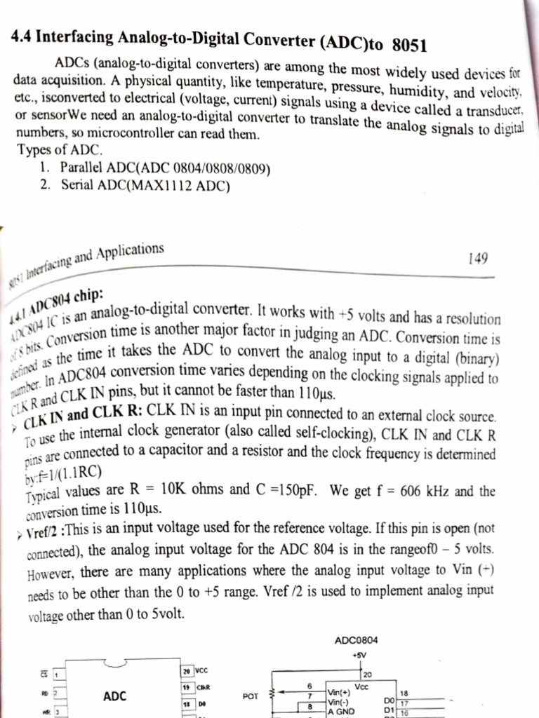ADC 0804 Interfacing With 8051 | PDF | Analog To Digital Converter ...