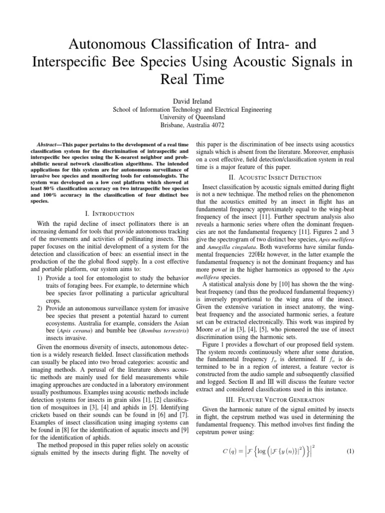 Real-Time Acoustic Bee Classification | PDF | Honey Bee | Areas Of ...