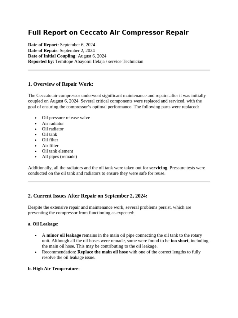 Ceccato Compressor Repair Insights | PDF | Mechanical Engineering
