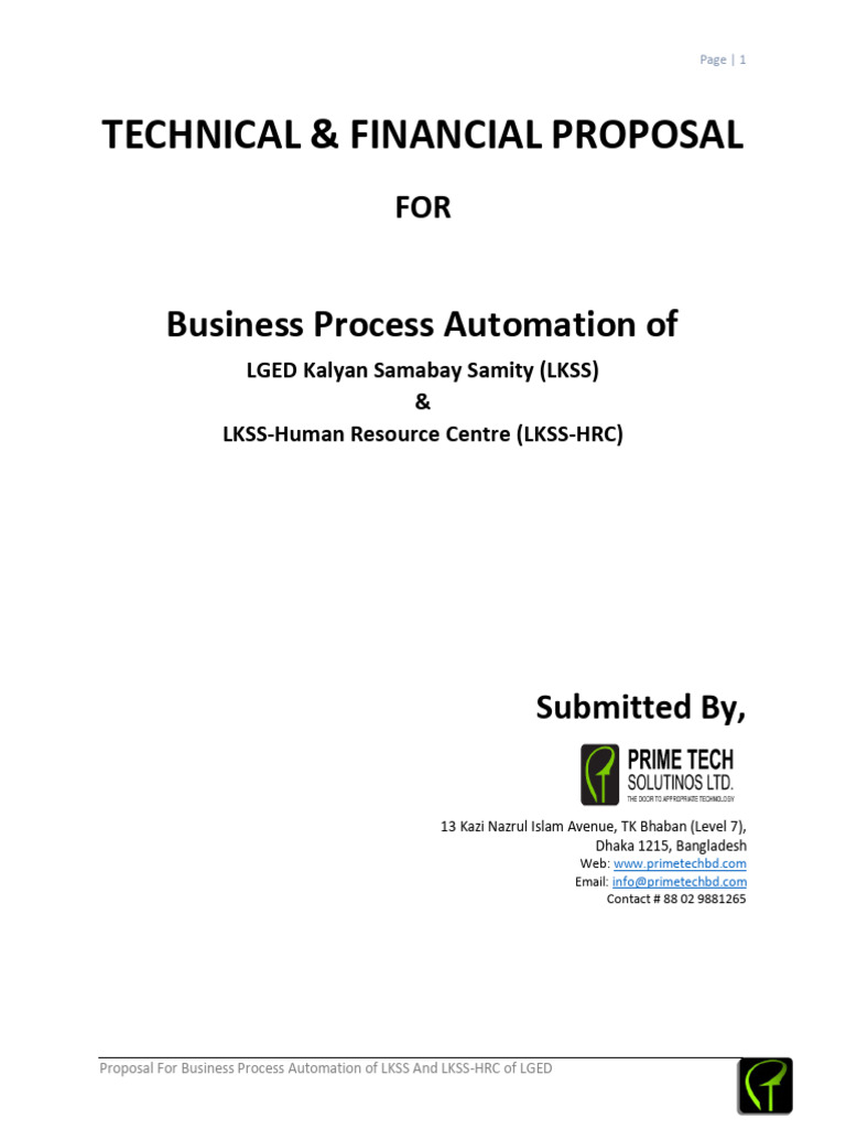 Technical and Financial Proposal For LKSS and LKSS-HRC | PDF | Software ...