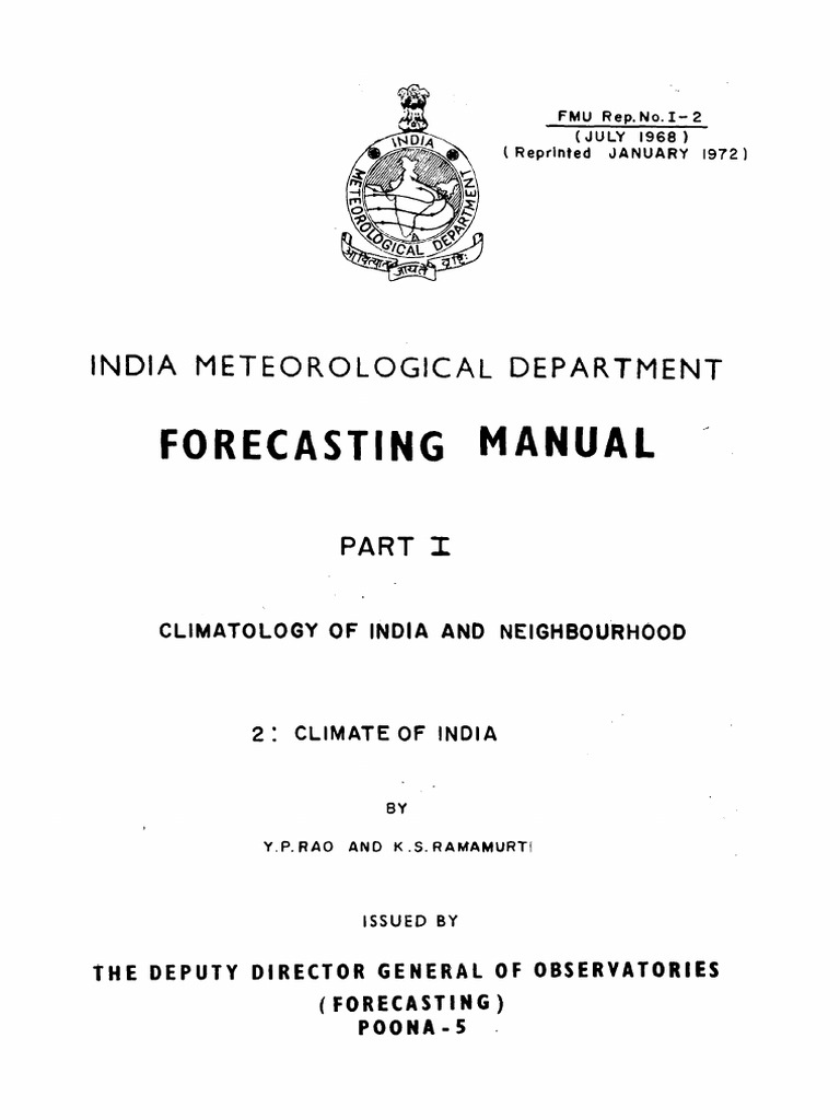 Climatology of India: Forecasting Manual | PDF | Monsoon | Rain