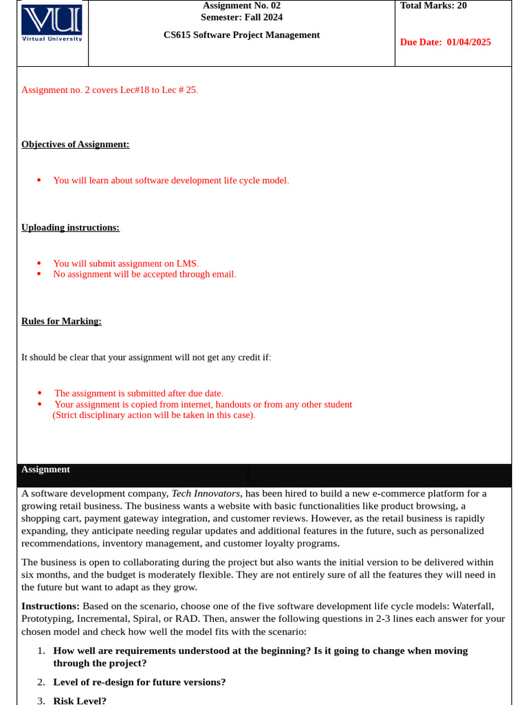 Fall 2024 - CS615 - 2 | PDF