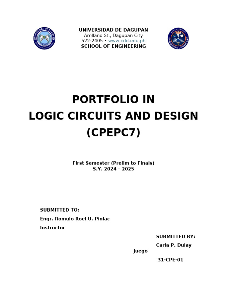 Logic Circuits Portfolio 2024-2025 | PDF