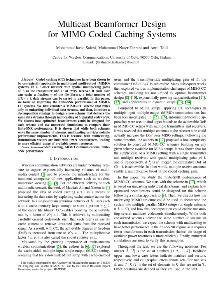Multicast Beamformer Design | PDF | Mimo | Multicast
