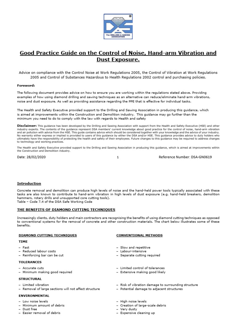 Noise, Vibration, and Dust Control Guide | PDF | Drill | Noise