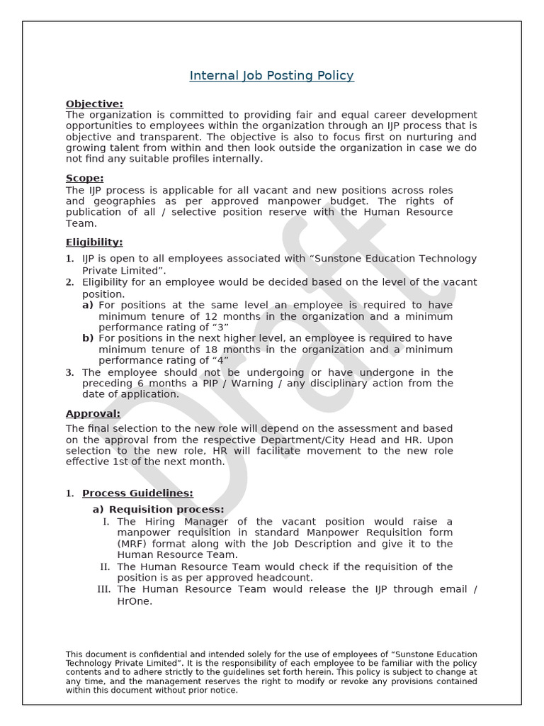 Internal Job Posting Guidelines | PDF | Human Resources | Business