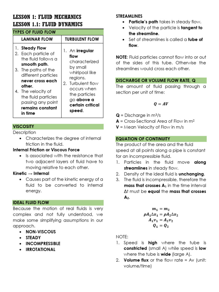 Fluid Mechanics: Flow Types & Equations | PDF | Fluid Dynamics | Force