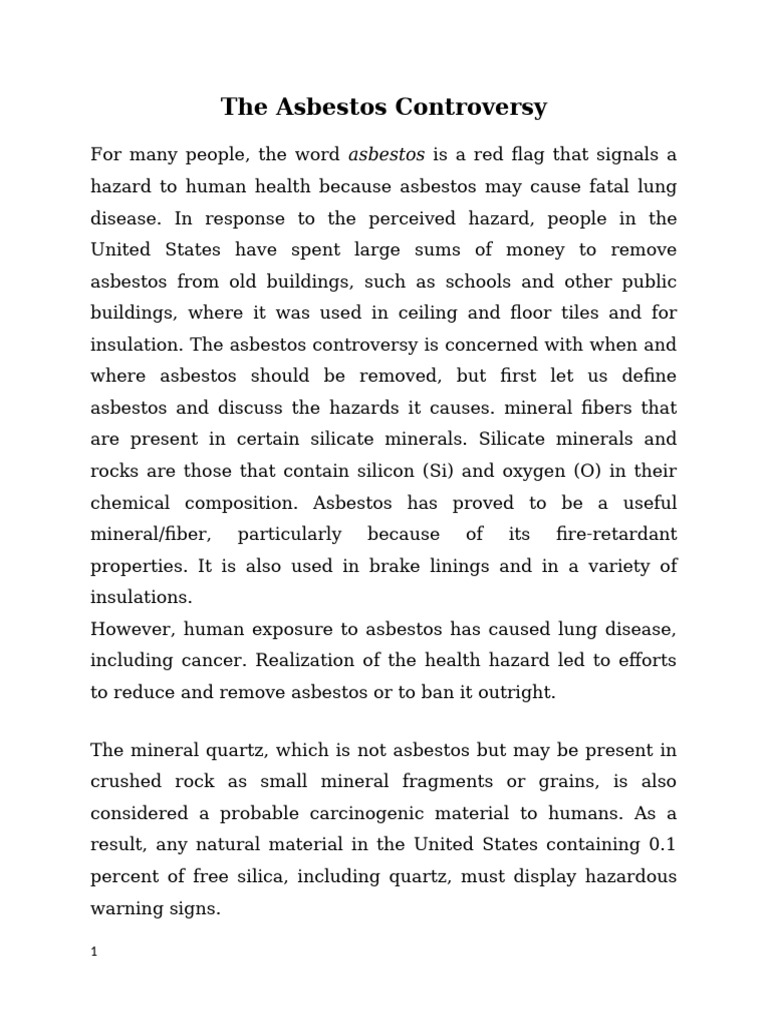 The Asbestos Controversy Case Study 09122024 113509am PDF Asbestos