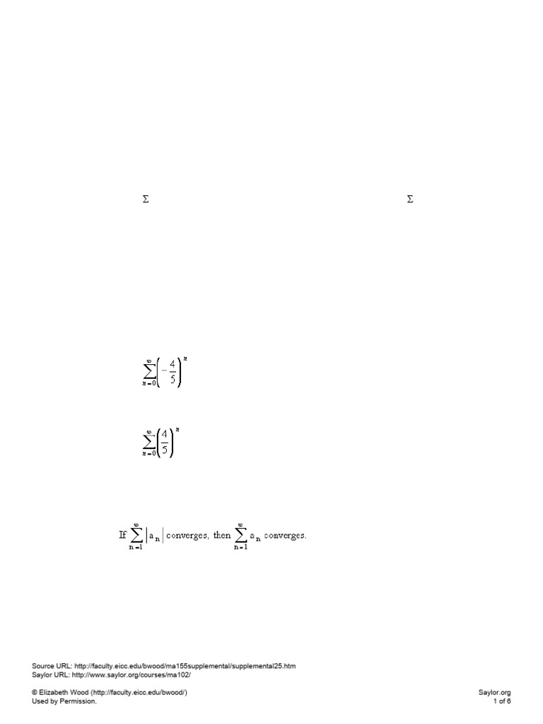 Absolute vs Conditional Convergence Explained | PDF | Mathematical ...