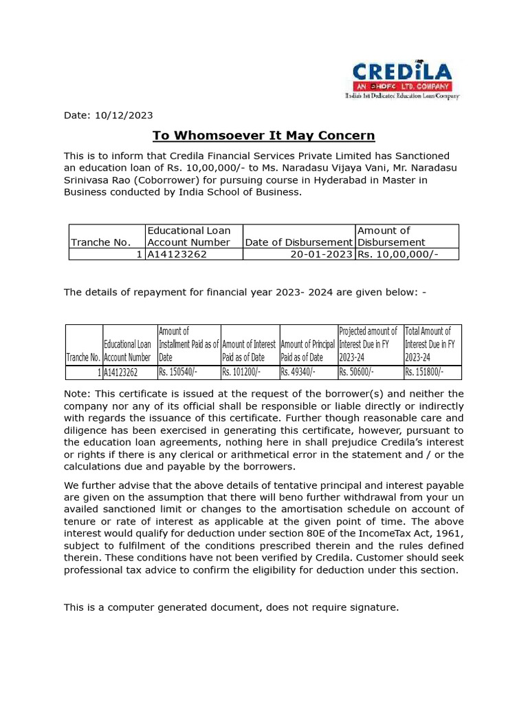 Educational Loan Pdf Loans Interest