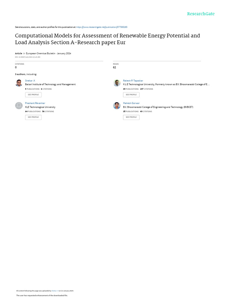 Computational Models For Assessment of Renewable Energy Potential and ...
