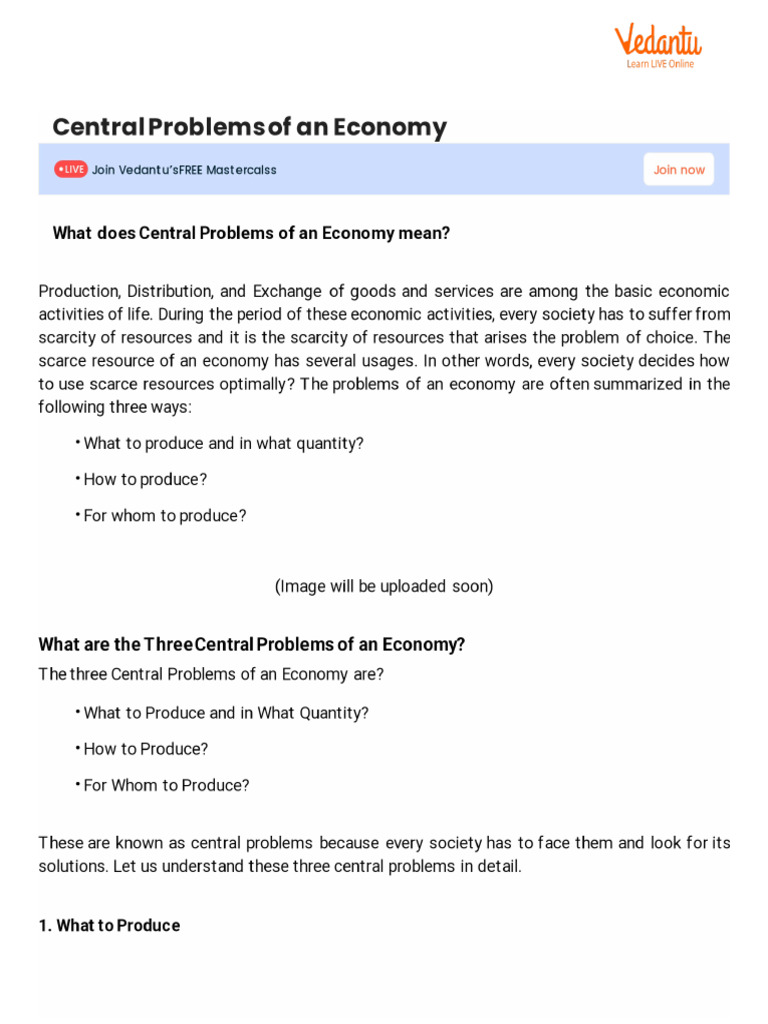 Central Problems of An Economy | PDF