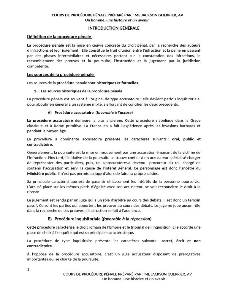 Introduction à la procédure pénale | PDF | Crimes | Crime et violence