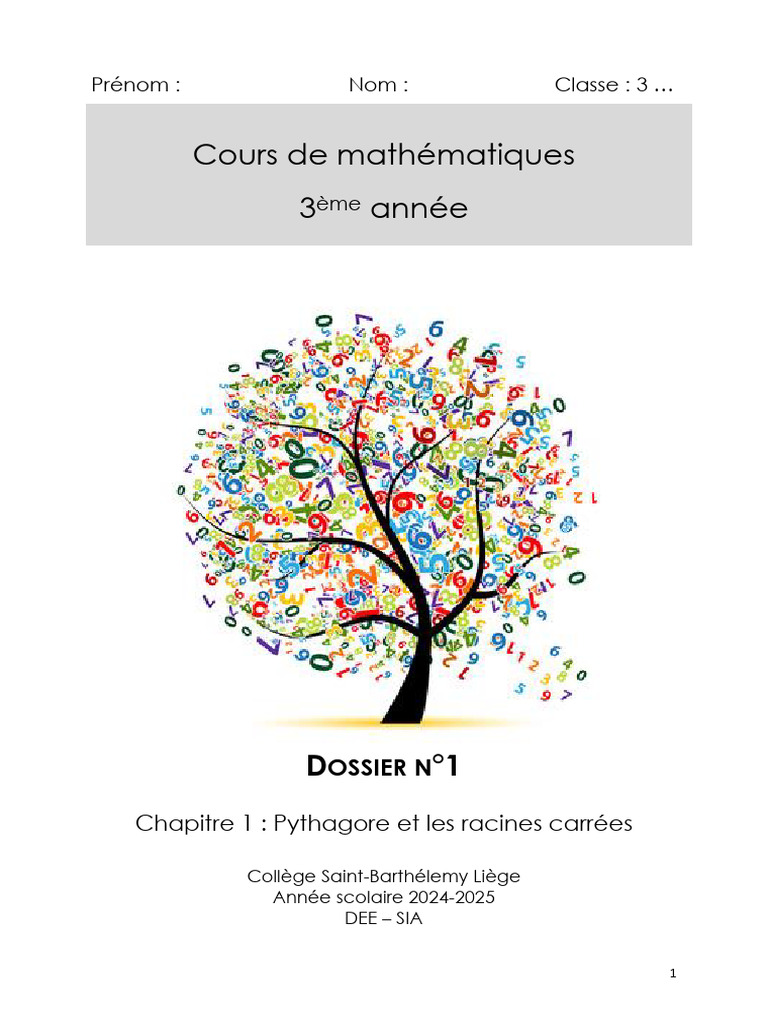 Mathématiques 3ème : Pythagore et Racines | PDF | Nombre rationnel ...
