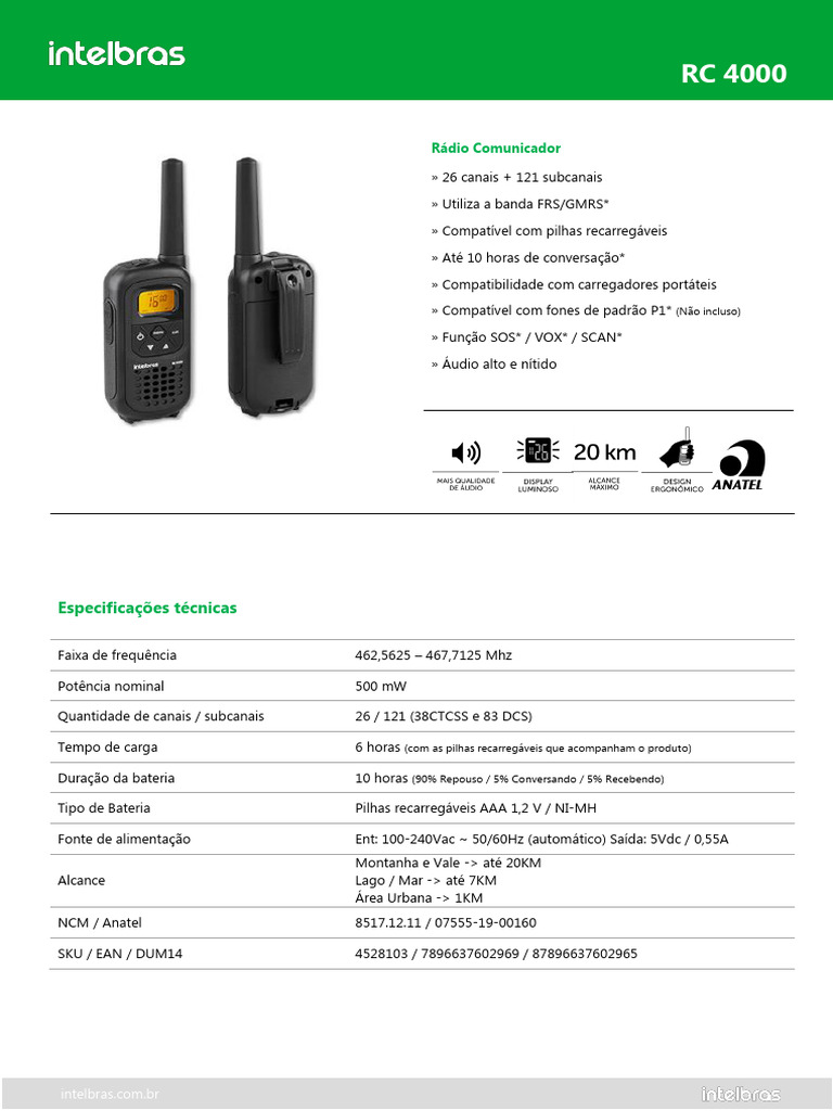 Rádio Comunicador RC 4000: 26 Canais e SOS | PDF | Informática ...