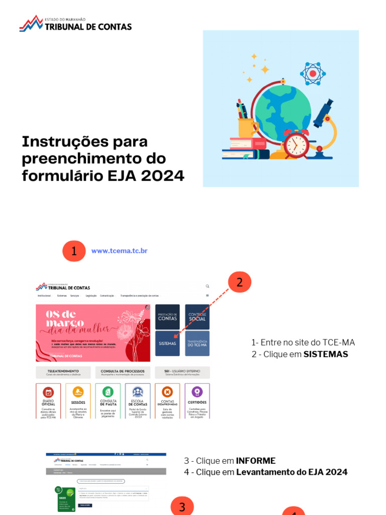 Instruções Formulário EJA 2024 TCE-MA | PDF
