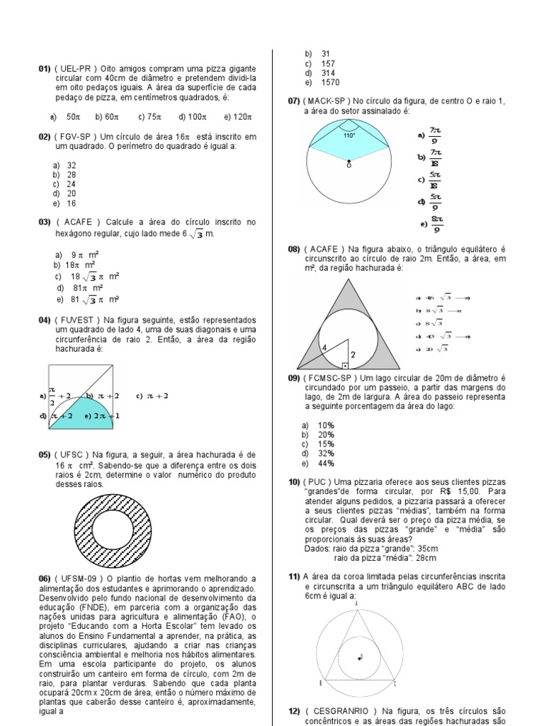 Plano De Aula Circulo E Circunferencia Para O 5o Ano