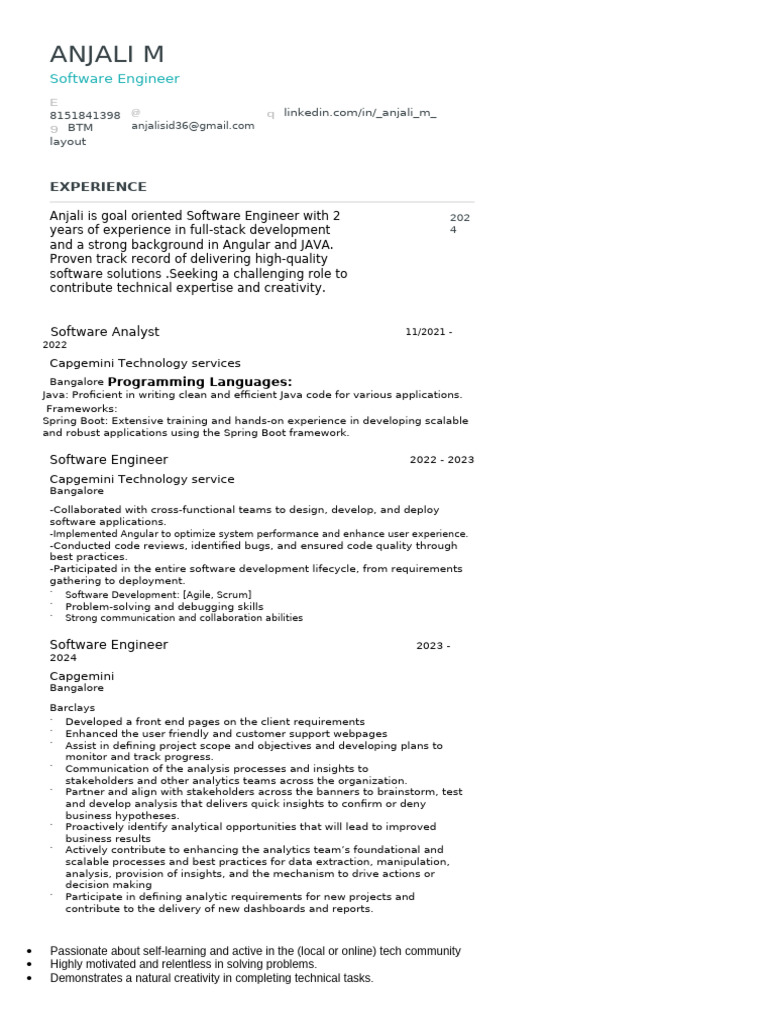 2 Resume (1) | PDF | Software | Software Development Process