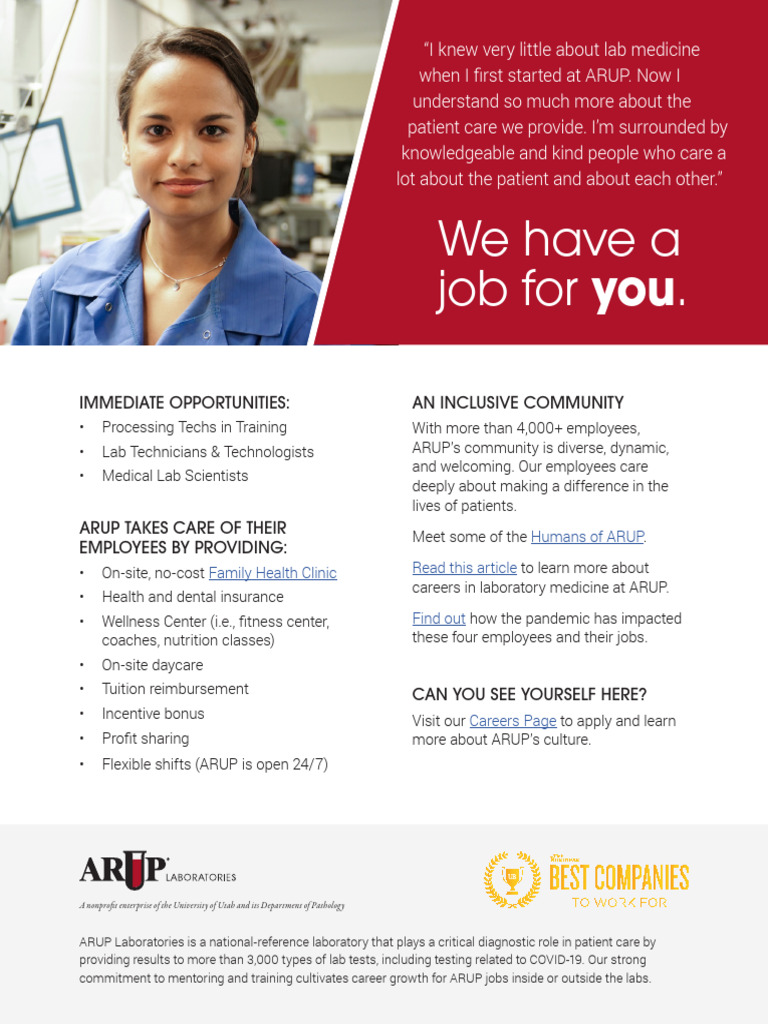 Arup careers pdf medical laboratory medicine