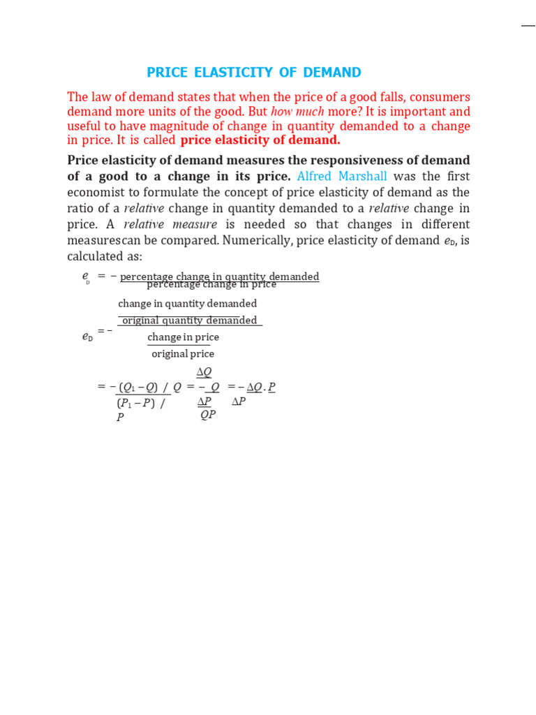 Price Elasticity of Demand Explained | PDF | Elasticity (Economics ...