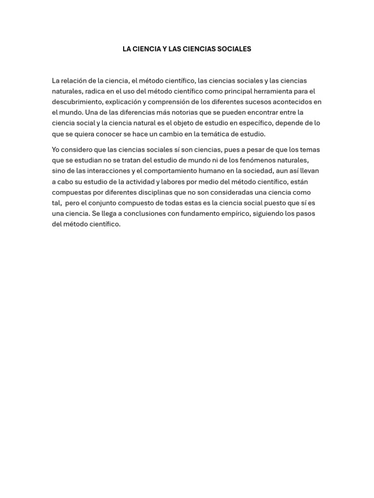 La Ciencia y Las Ciencias Sociales | PDF