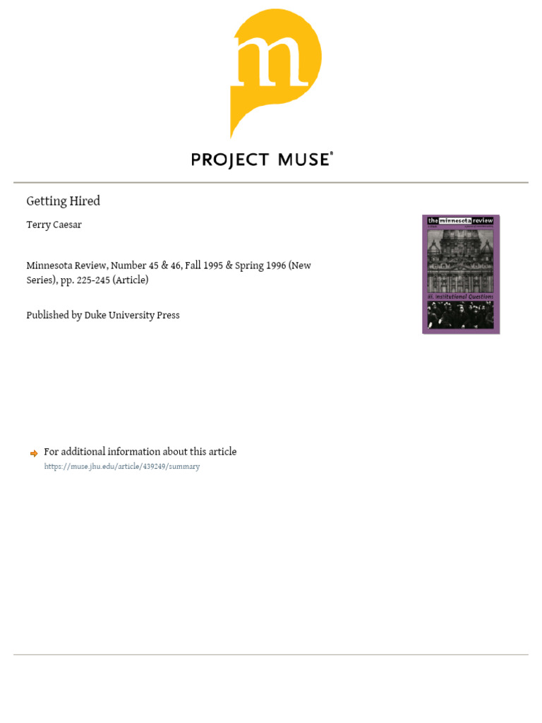 Terry Caesar - Getting Hired | PDF | Prejudices