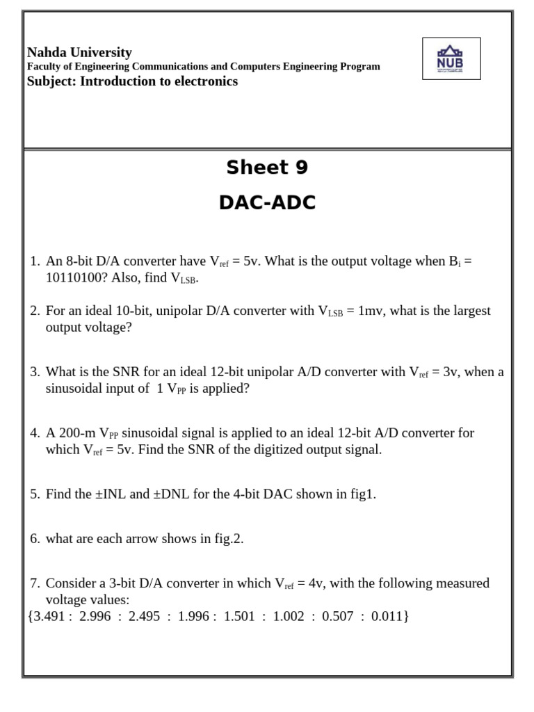 Sheet3 - Electronics Eng. - DAC-ADC | PDF