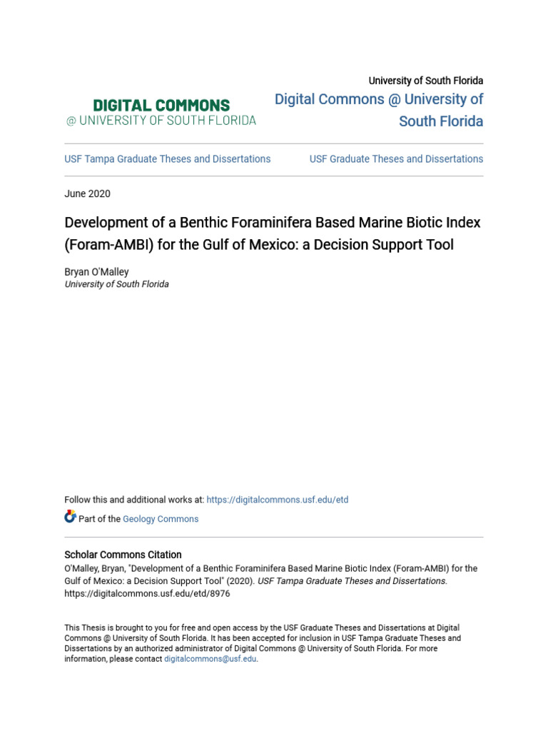 Development of A Benthic Foraminifera Based Marine Biotic Index ( | PDF ...