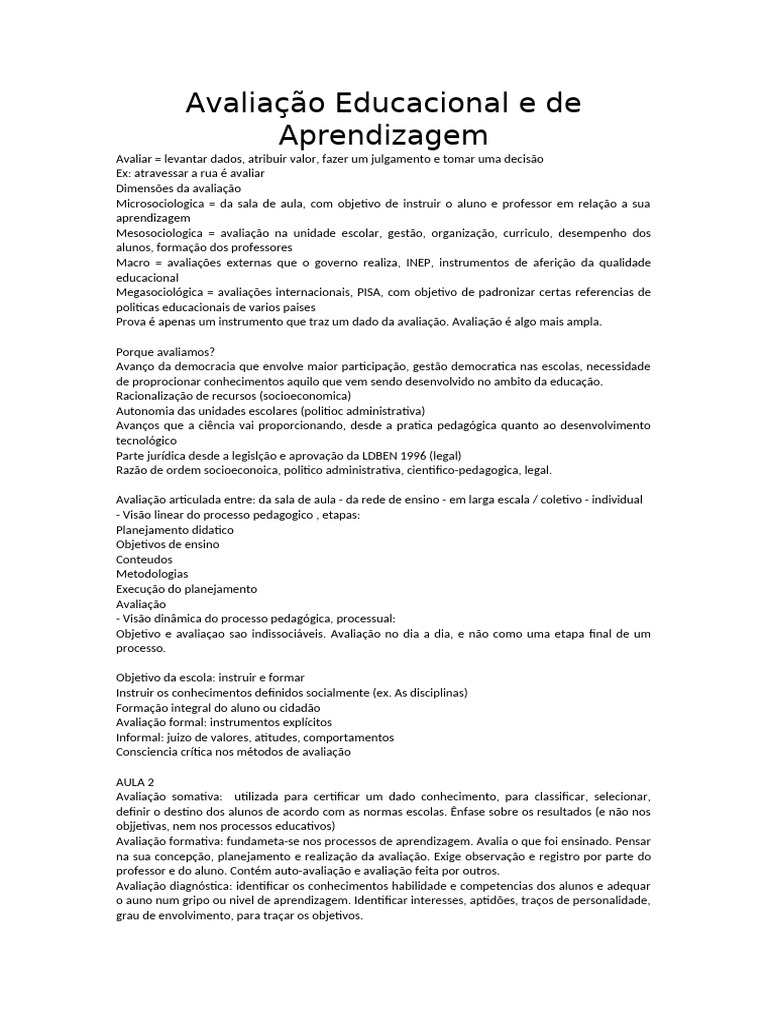 Dimensões da Avaliação Educacional | PDF | Pedagogia | Aprendizado