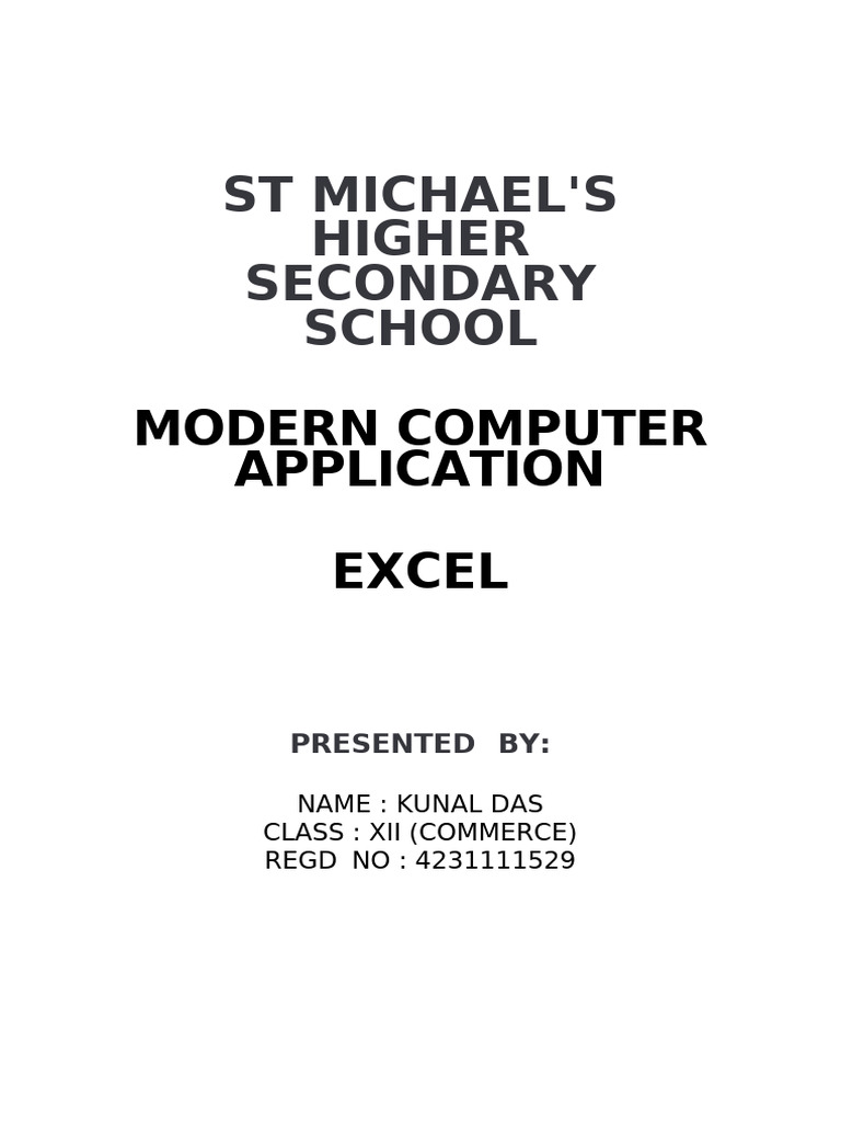 Excel Project by Kunal Das | PDF | Microsoft Excel | Spreadsheet