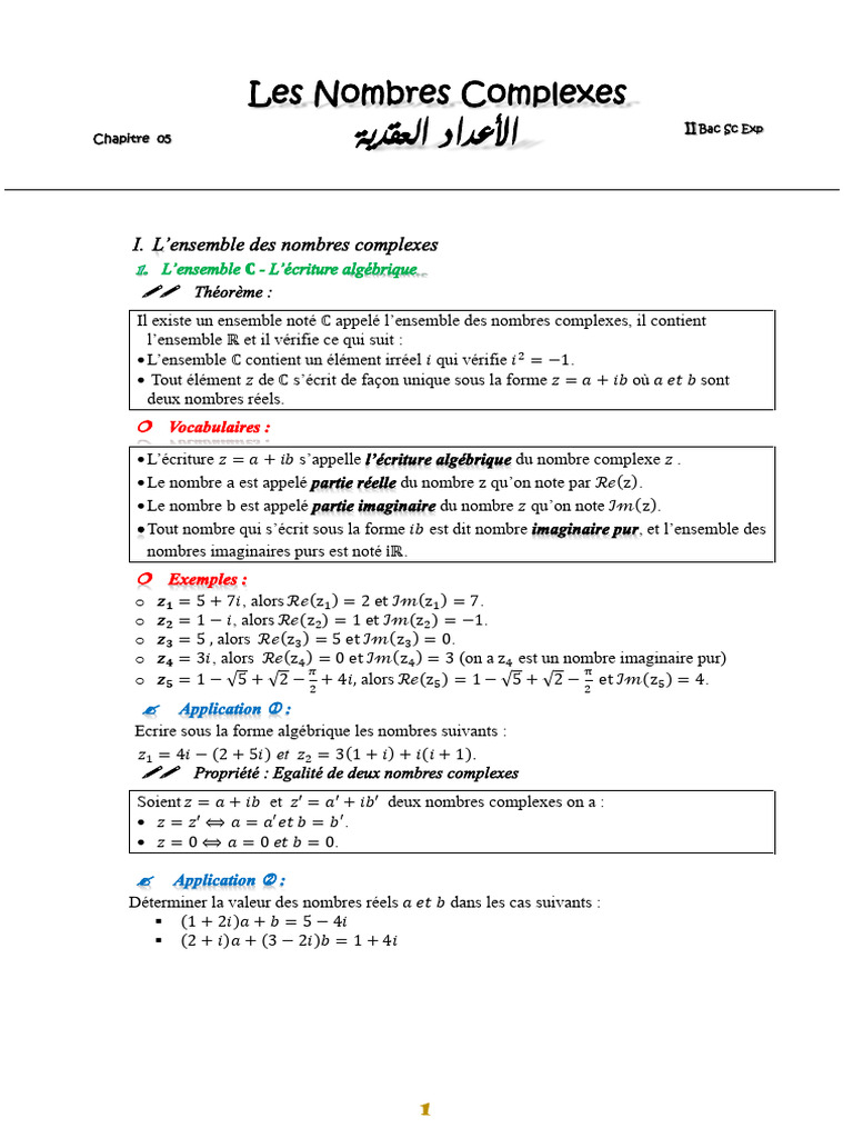5. Les nombres complexes | PDF | Nombre complexe | Mathématiques