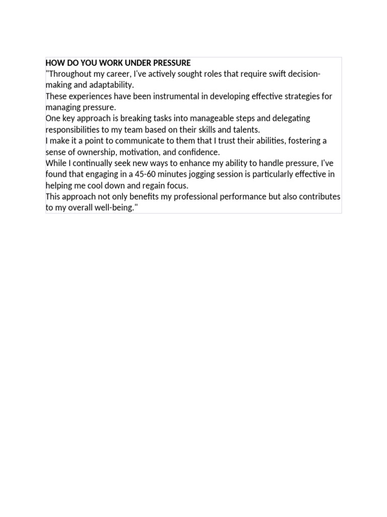 Work Under Pressure | PDF