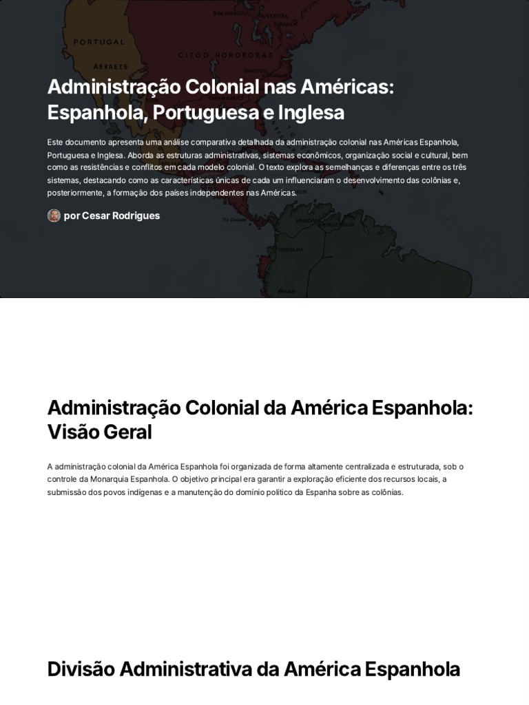 Administração Colonial nas Américas | PDF | Treze Colônias | História ...