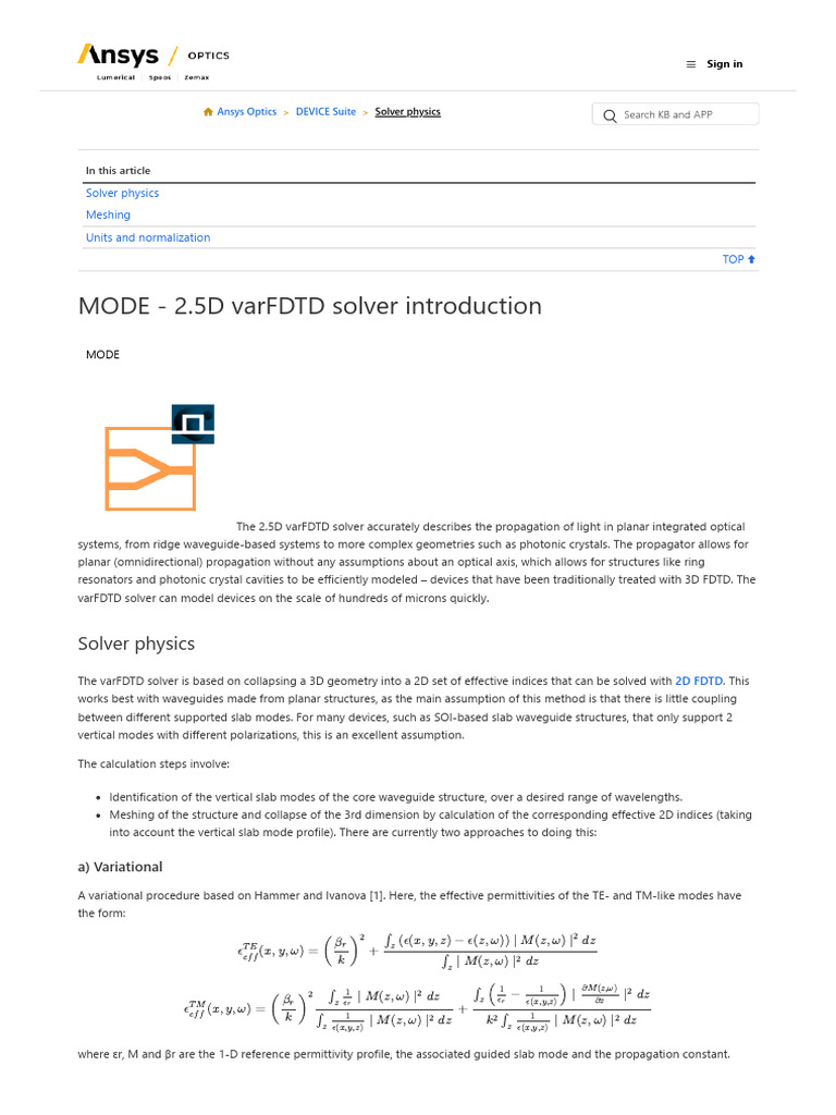 MODE - 2.5D varFDTD Solver Introduction - Ansys Optics | PDF | Optics ...