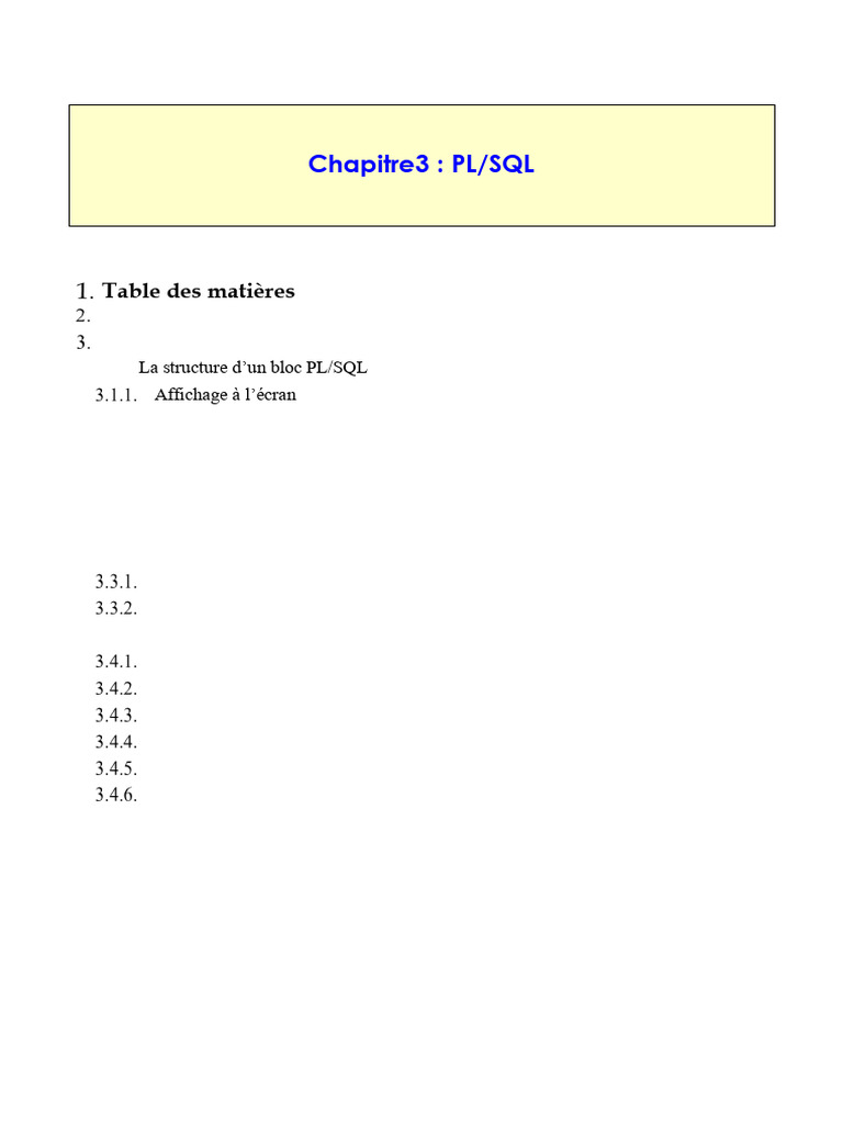 Introduction au langage PL/SQL | PDF | Programmation fonctionnelle ...