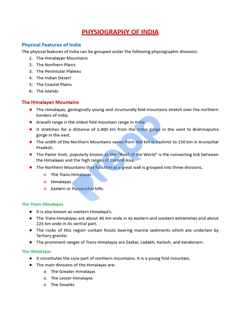 Physiography of India | PDF | Himalayas | Plateau