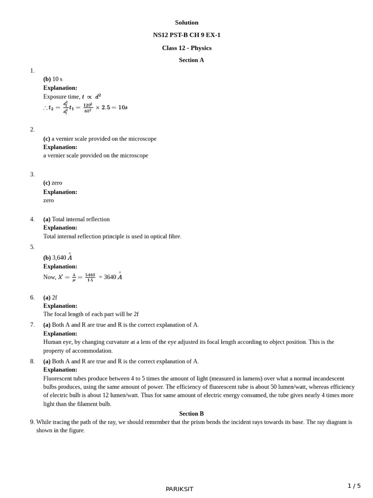 Solution 1813860 | PDF | Optics | Electromagnetic Radiation