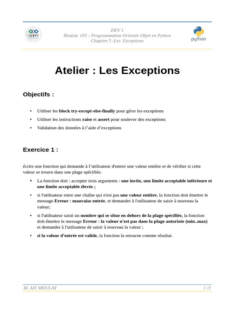 Gestion des Exceptions en Python | PDF | Mot de passe | Adresse e-mail