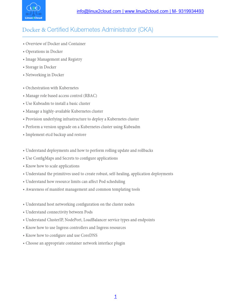 Docker & CKA: Kubernetes Essentials Guide | PDF