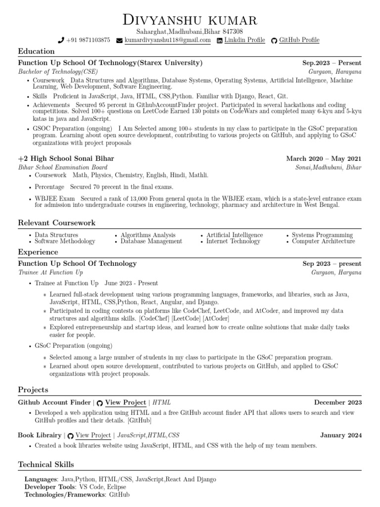 Div resume pdf java script html