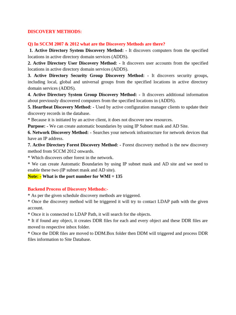 SCCM Discovery Methods Explained | PDF | Active Directory | Ip Address
