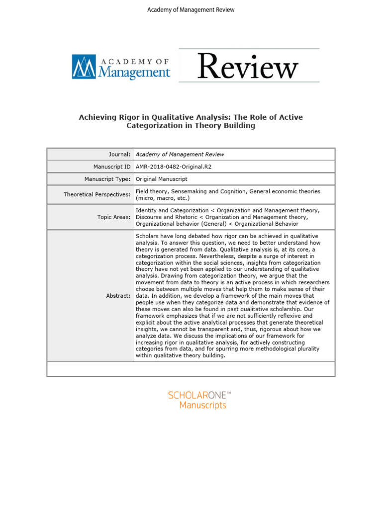 Rigor in Qualitative Analysis Framework | PDF | Cognitive Psychology ...