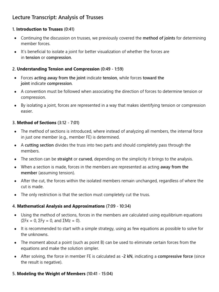 11 Trusses Part 2 Pdf Truss Force