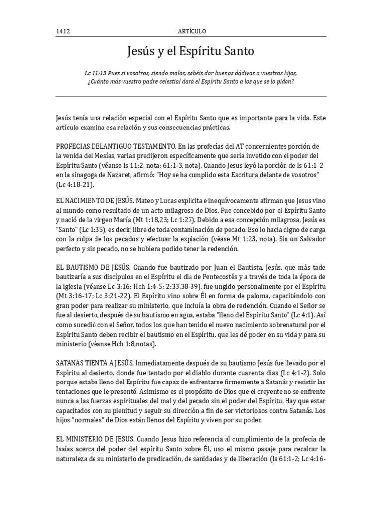 Relación de Jesús con el Espíritu Santo | PDF | Jesús | espíritu Santo