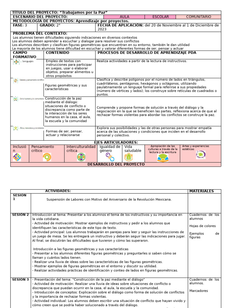 Plan de Clases Segundo Noviembre 2 | PDF | Aprendizaje | Geometría