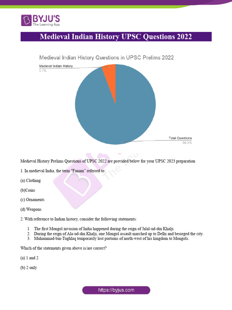 Medieval Indian History UPSC Questions 2022 | PDF