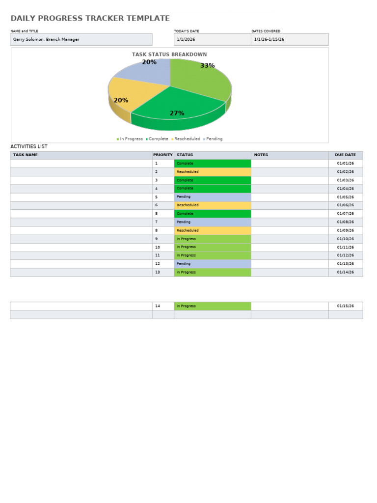 IC Daily Progress Tracker 11246 | PDF