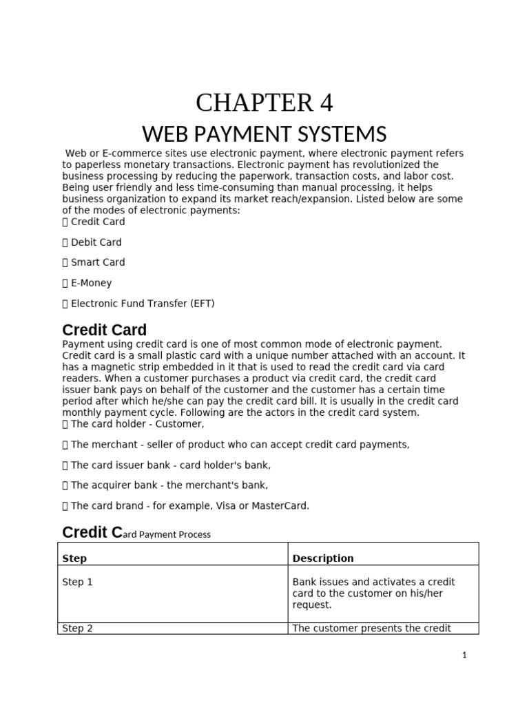 Overview of Electronic Payment Systems | PDF | Credit Card | Debit Card