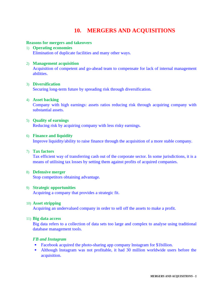 Mergers and Acquisitions Overview | PDF | Takeover | Mergers And ...